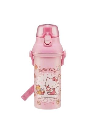 Sanrio Hello Kitty 16oz BPA Free Water Bottle Push Button Lid Strap NWT